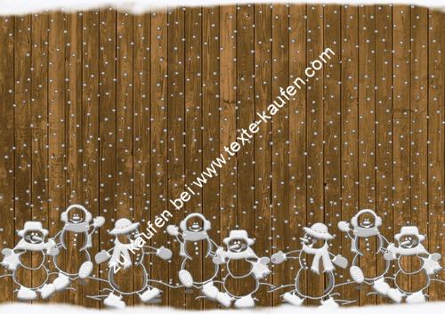 Schneemann Silhouetten am Holzzaun